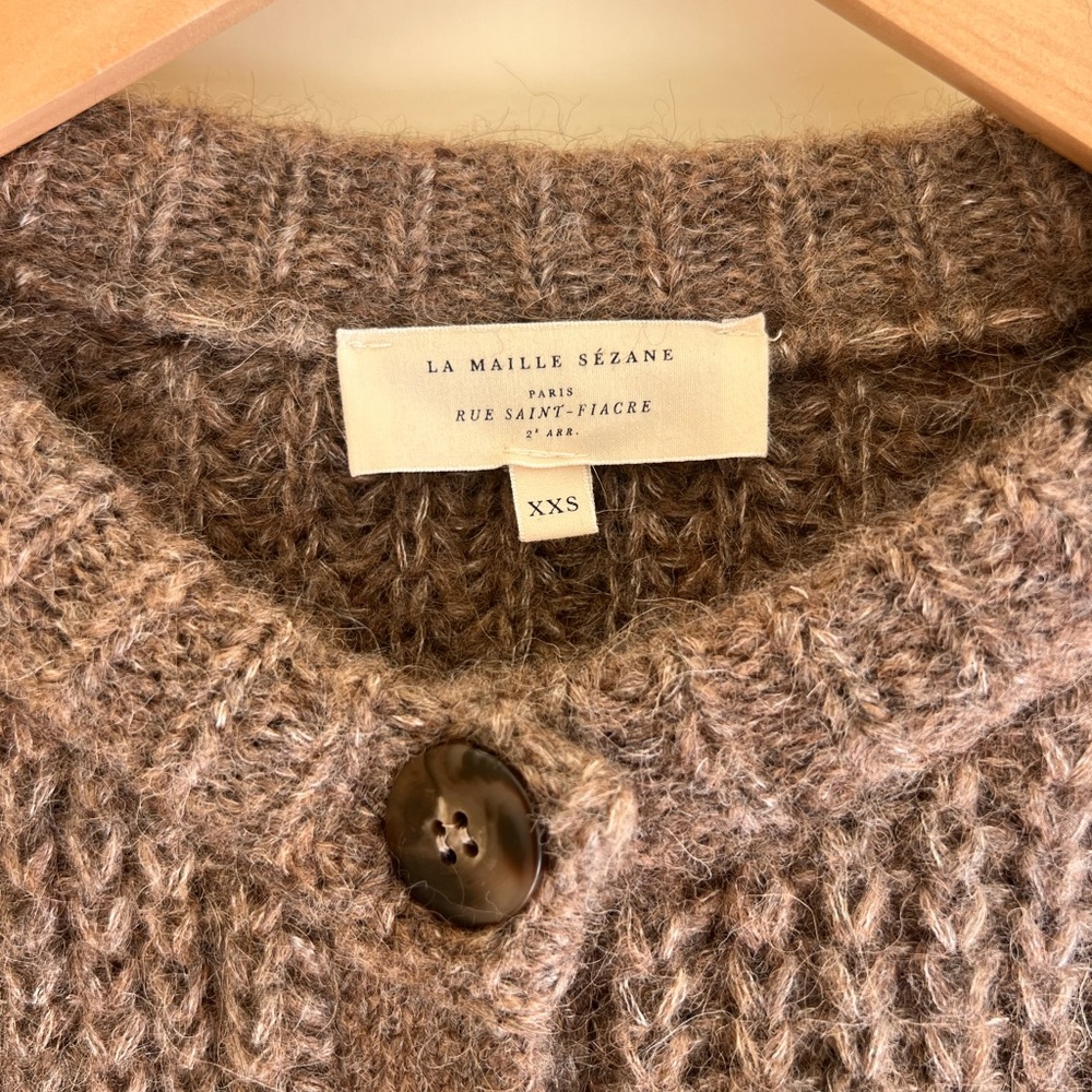 Sezane Emilie Cardigan- Dark Taupe - Picture 4 of 5